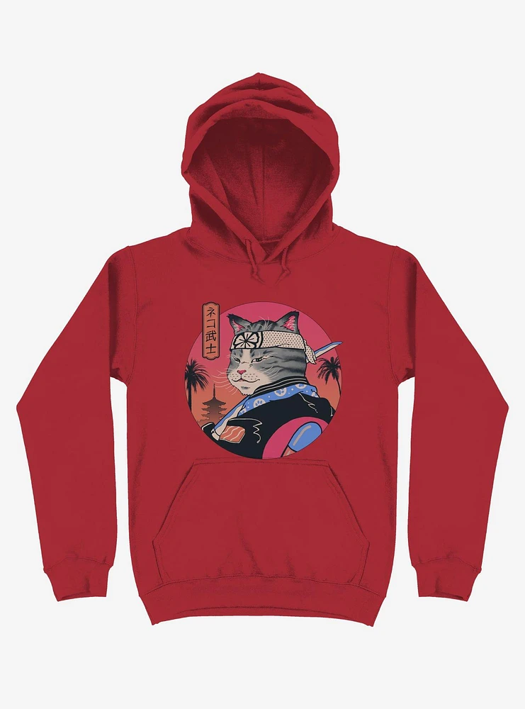 Samurai Cat Red Hoodie