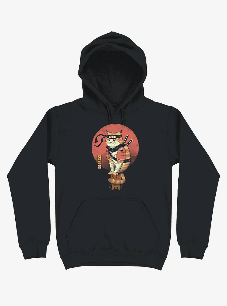 Orange Shinobi Cat Black Hoodie