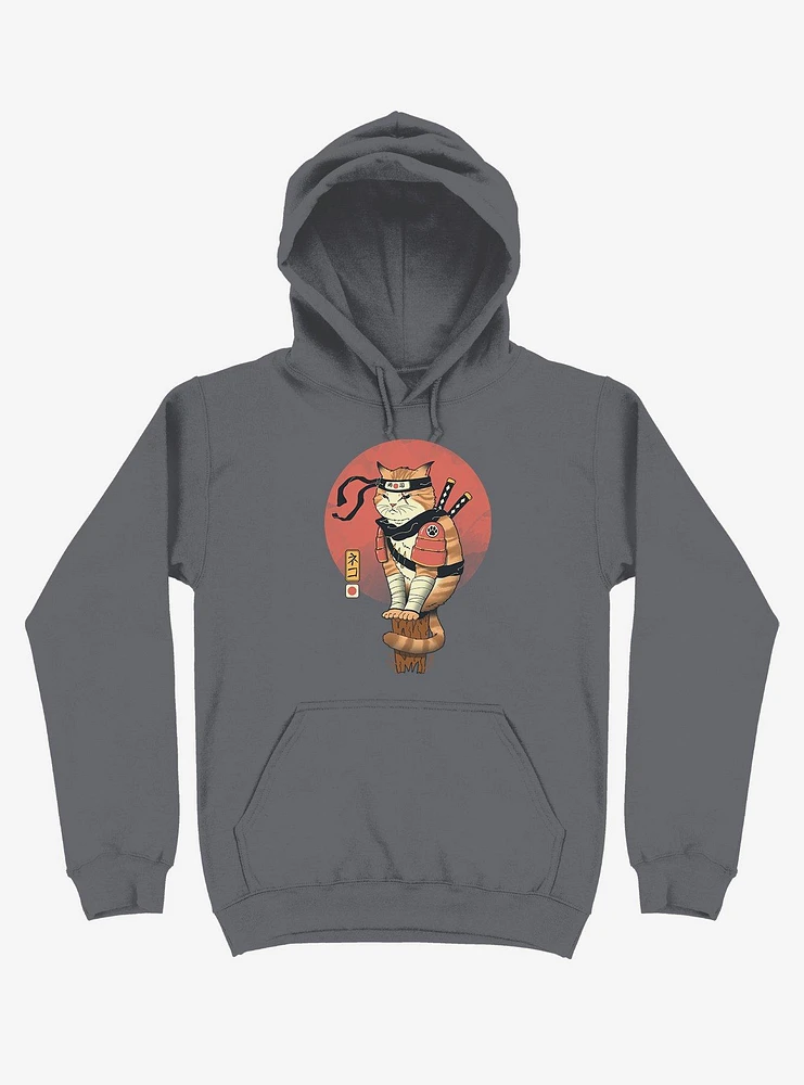 Orange Shinobi Cat Asphalt Grey Hoodie