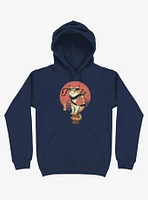 Orange Shinobi Cat Navy Blue Hoodie