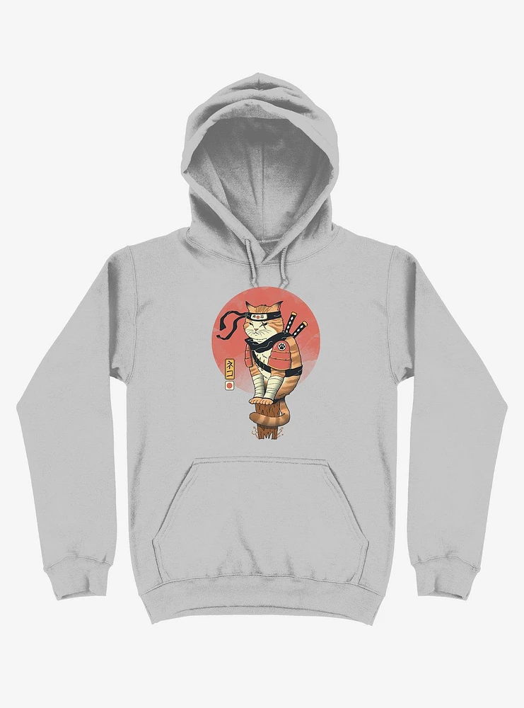 Orange Shinobi Cat Silver Hoodie