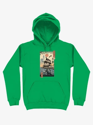 Turtle Stream Kame Ukiyo-e Kelly Green Hoodie