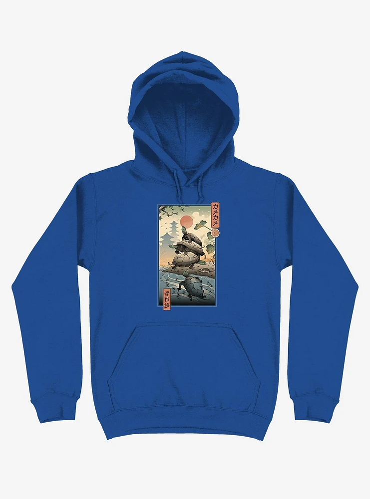 Turtle Stream Kame Ukiyo-e Royal Blue Hoodie