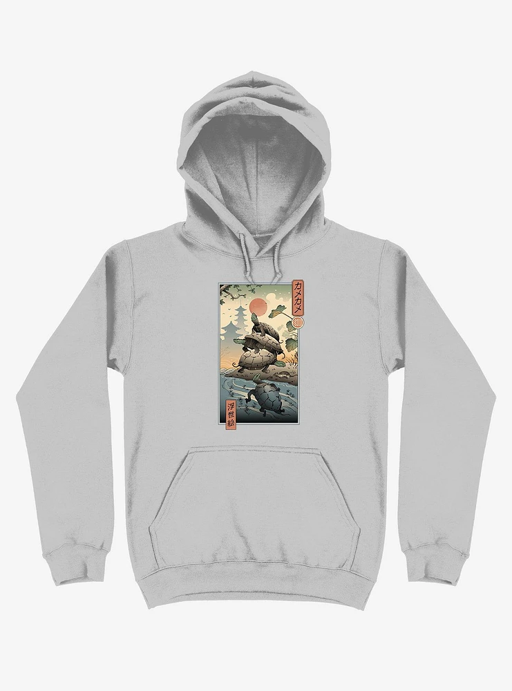 Turtle Stream Kame Ukiyo-e Silver Hoodie