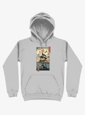 Turtle Stream Kame Ukiyo-e Silver Hoodie