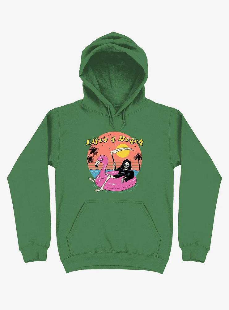 Life's A Beach! Grim Reaper Kelly Green Hoodie