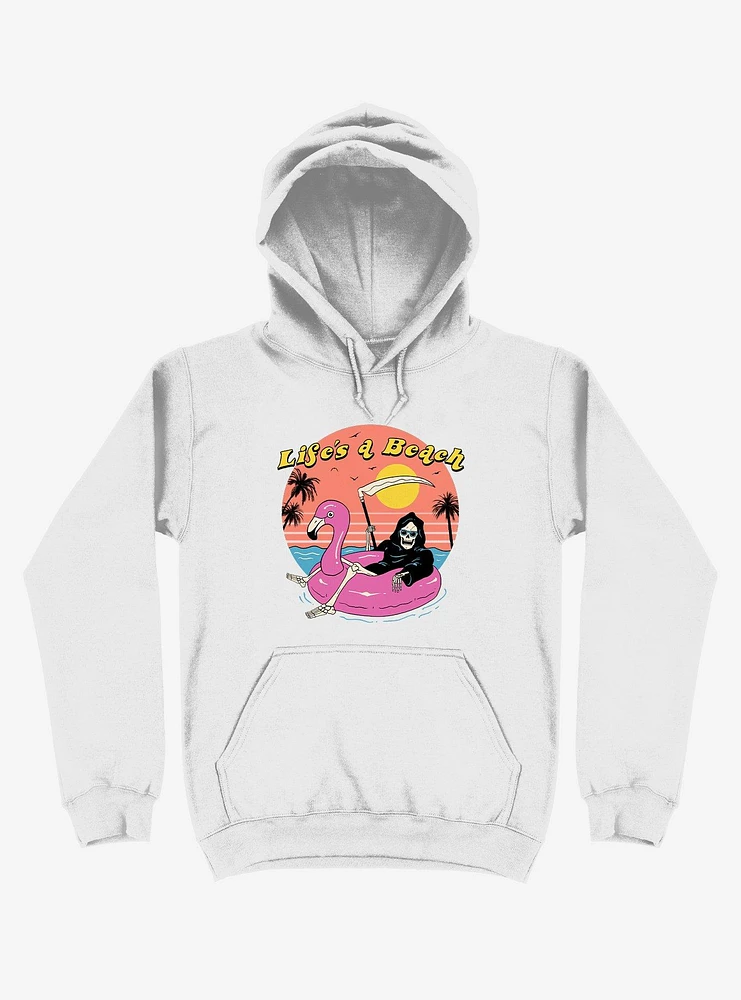 Life's A Beach! Grim Reaper White Hoodie