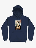 Geisha Cat Lisa Ukiyo-e Navy Blue Hoodie