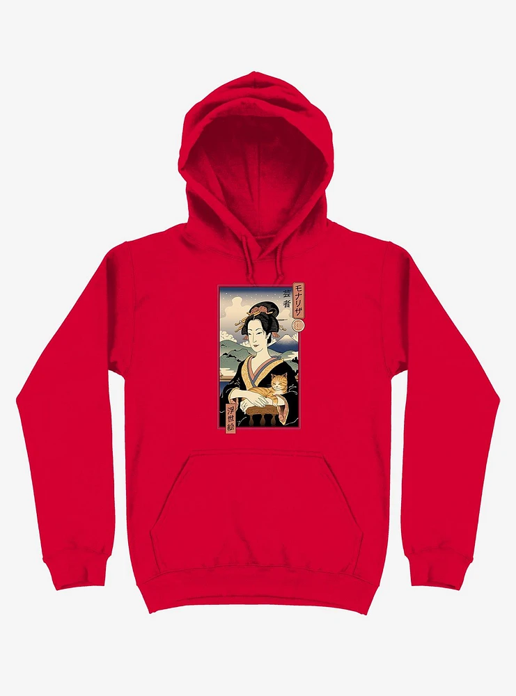 Geisha Cat Lisa Ukiyo-e Red Hoodie