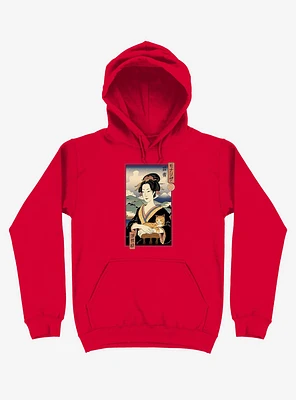 Geisha Cat Lisa Ukiyo-e Red Hoodie