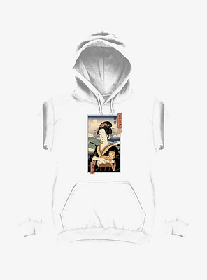 Geisha Cat Lisa Ukiyo-e White Hoodie
