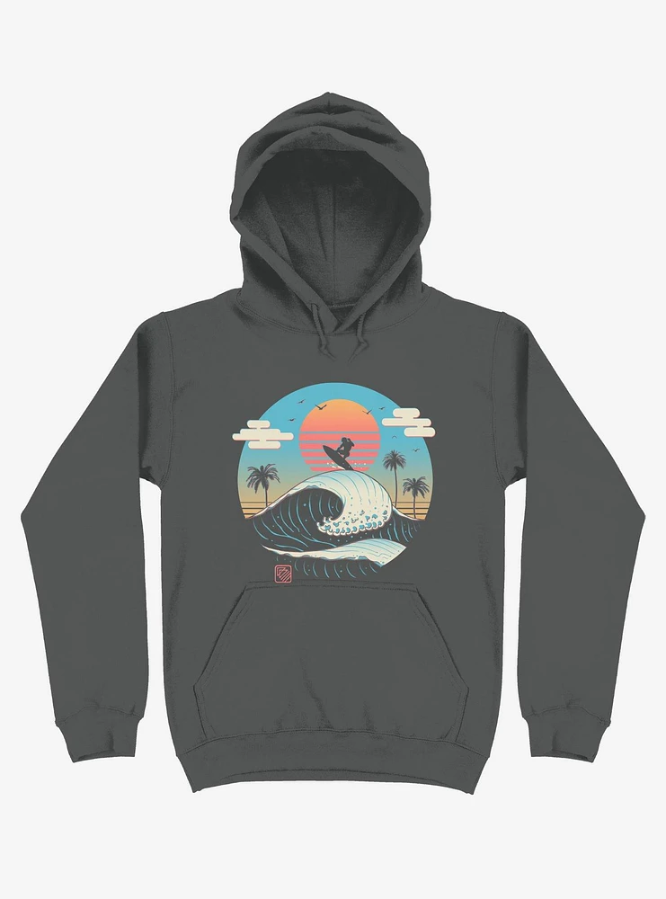 Surfing Waves Summer Vibes Asphalt Grey Hoodie