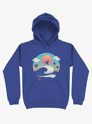 Surfing Waves Summer Vibes Royal Blue Hoodie