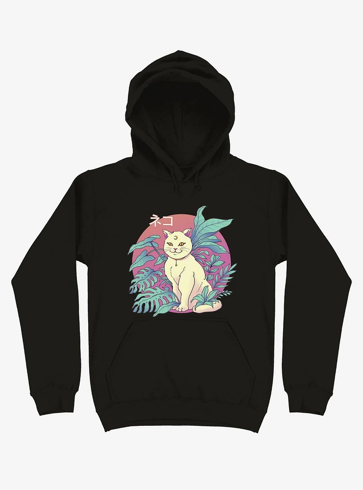 Leaves Vapor Cat Black Hoodie