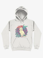 Leaves Vapor Cat White Hoodie