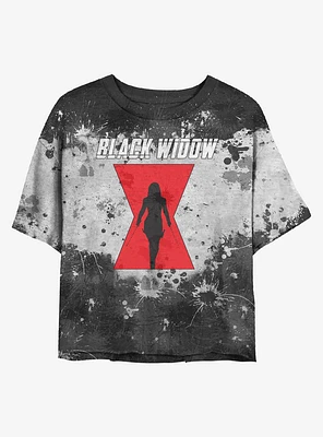 Marvel Black Widow Logo Wash Girls Crop T-Shirt