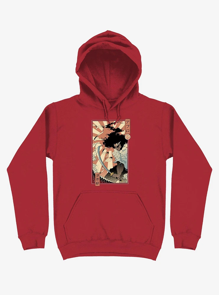 Samurai Sword Ocean Ukiyo-e Red Hoodie