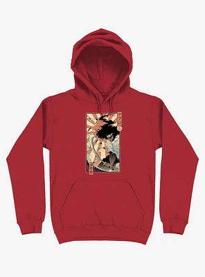 Samurai Sword Ocean Ukiyo-e Red Hoodie
