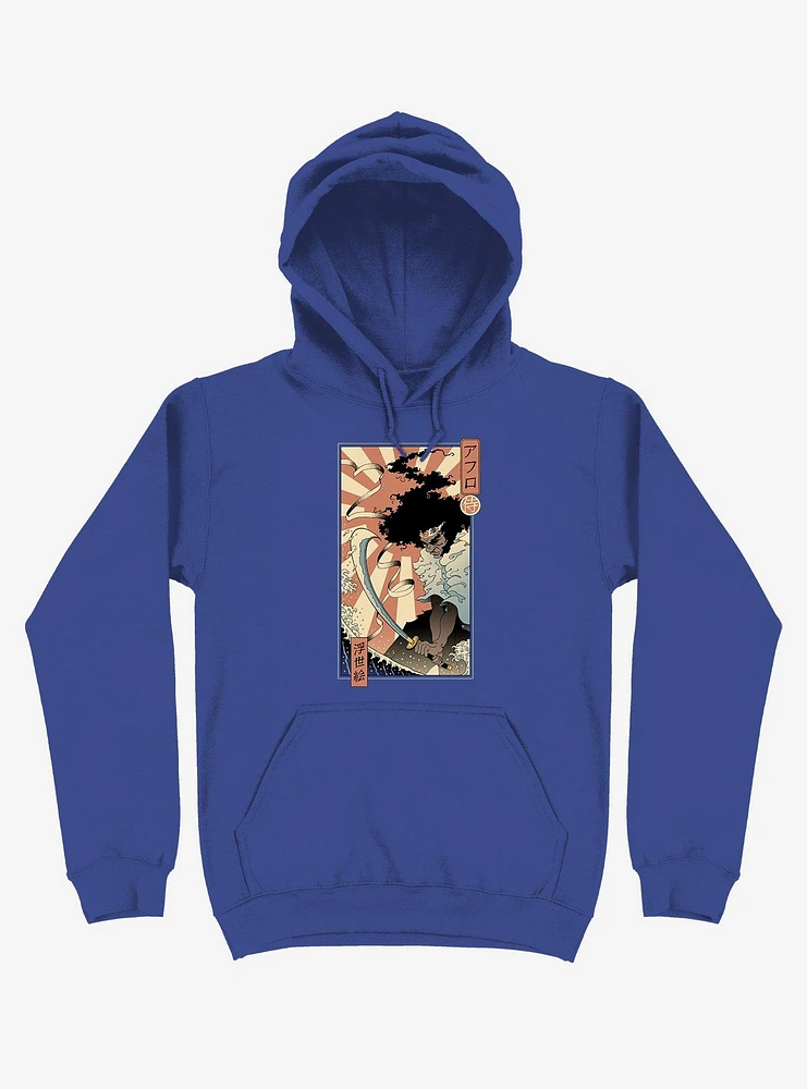 Samurai Sword Ocean Ukiyo-e Royal Blue Hoodie