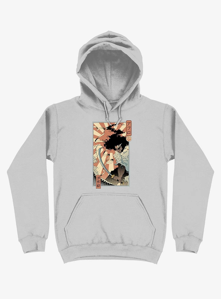 Samurai Sword Ocean Ukiyo-e Silver Hoodie