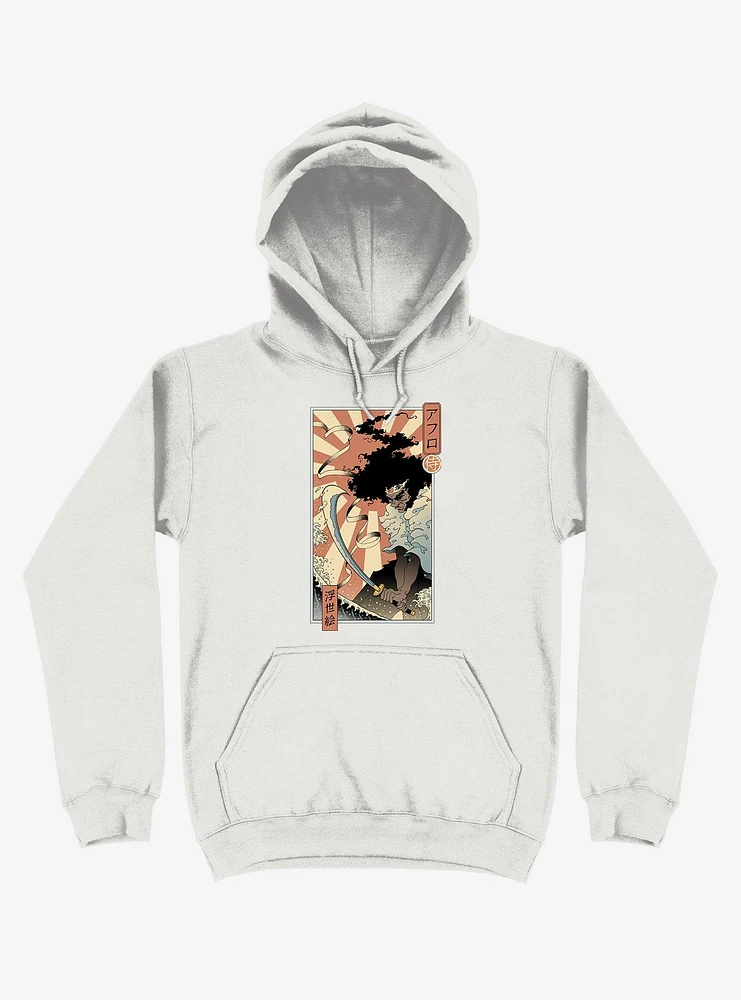Samurai Sword Ocean Ukiyo-e White Hoodie