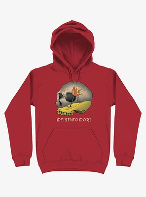 Memento Mori Flower Skull Red Hoodie