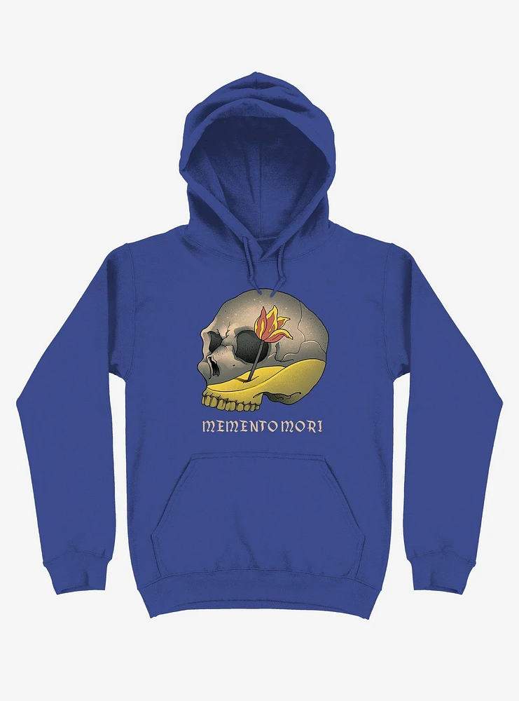 Memento Mori Flower Skull Royal Blue Hoodie