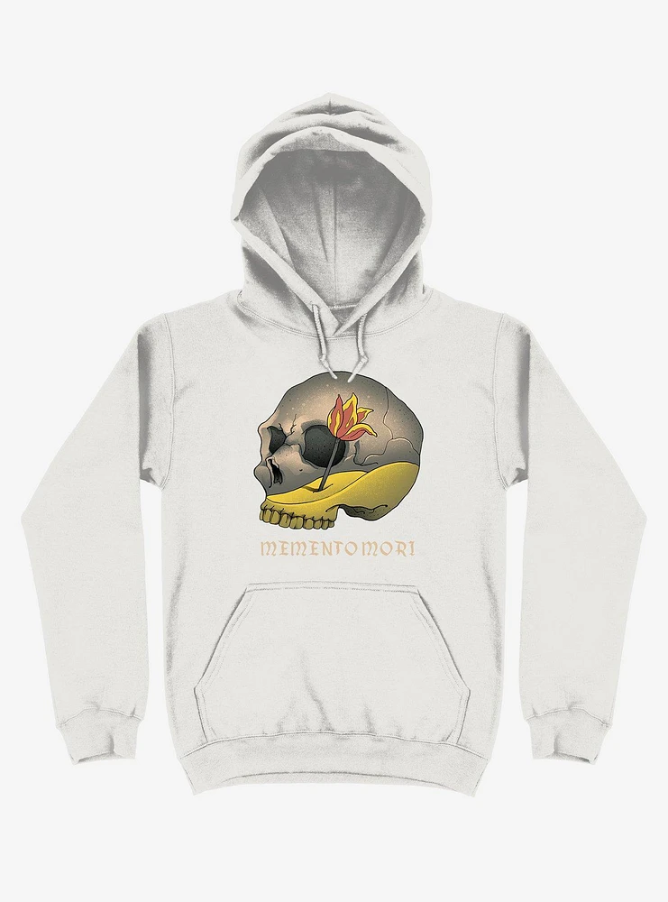 Memento Mori Flower Skull White Hoodie