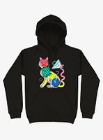 Memphis Cat Design Black Hoodie