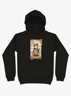 Cat Neko Ramen Ukiyo-e Black Hoodie