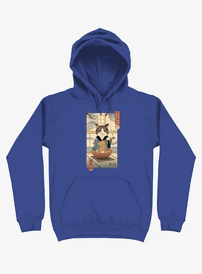 Cat Neko Ramen Ukiyo-e Royal Blue Hoodie