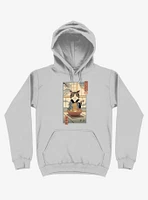 Cat Neko Ramen Ukiyo-e Silver Hoodie