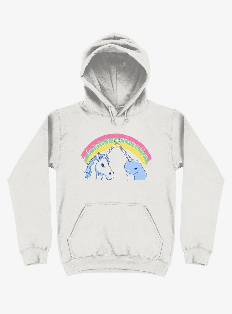 Rainbow Connection Unicorn And Narwhal White Hoodie