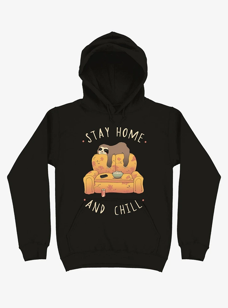 Stay Home And Chill Sloth Black Hoodie