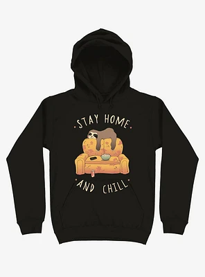 Stay Home And Chill Sloth Black Hoodie