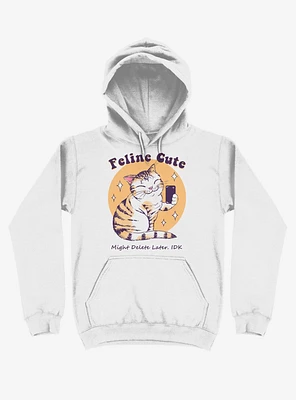 Feline Cute Might Delete Later Cat Challenge White Hoodie