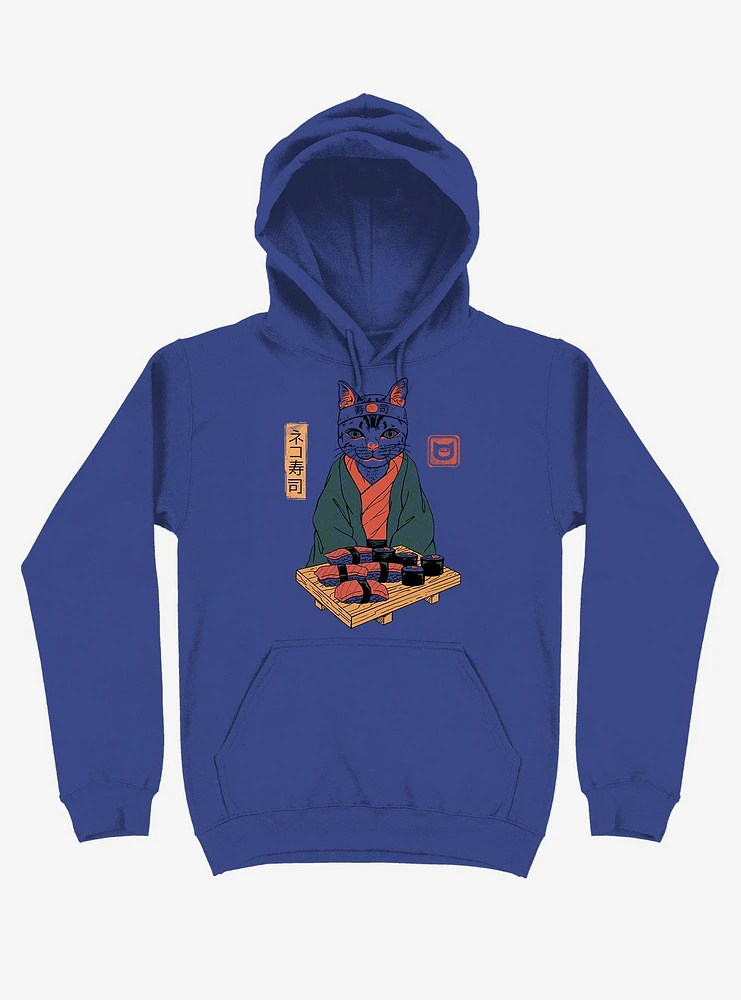 Neko Cat Sushi Bar Royal Blue Hoodie