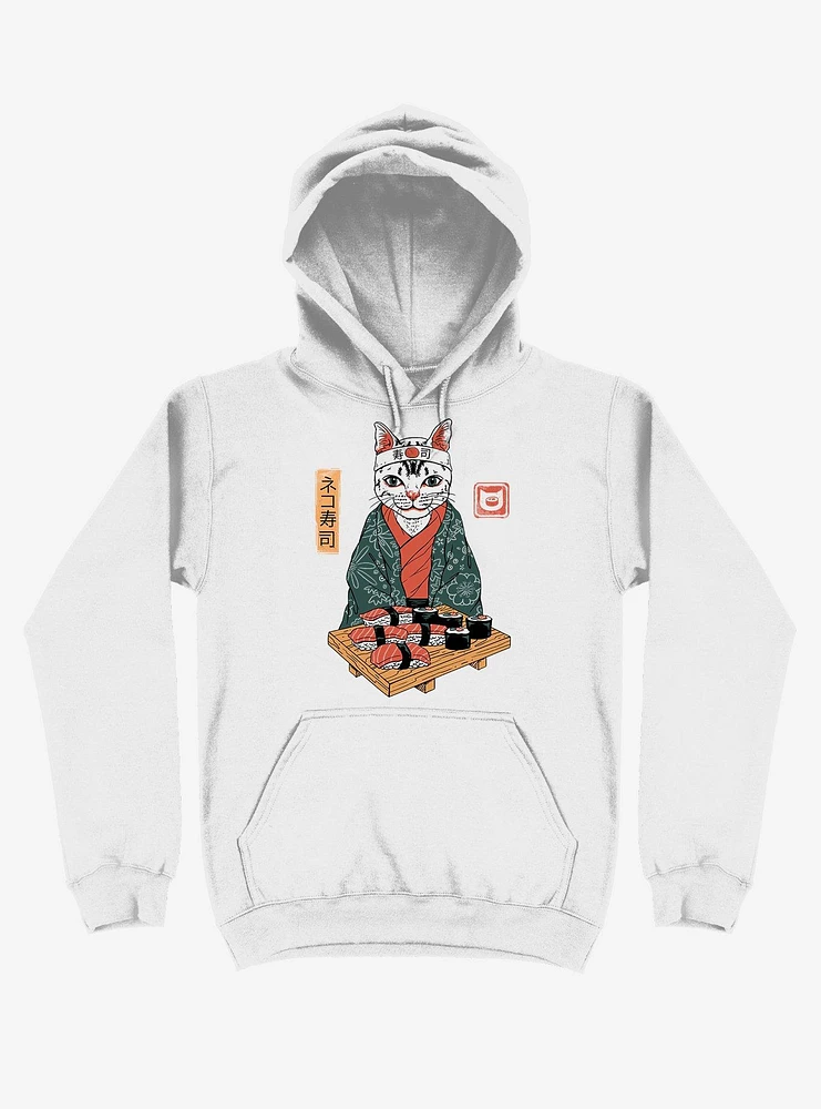 Neko Cat Sushi Bar White Hoodie