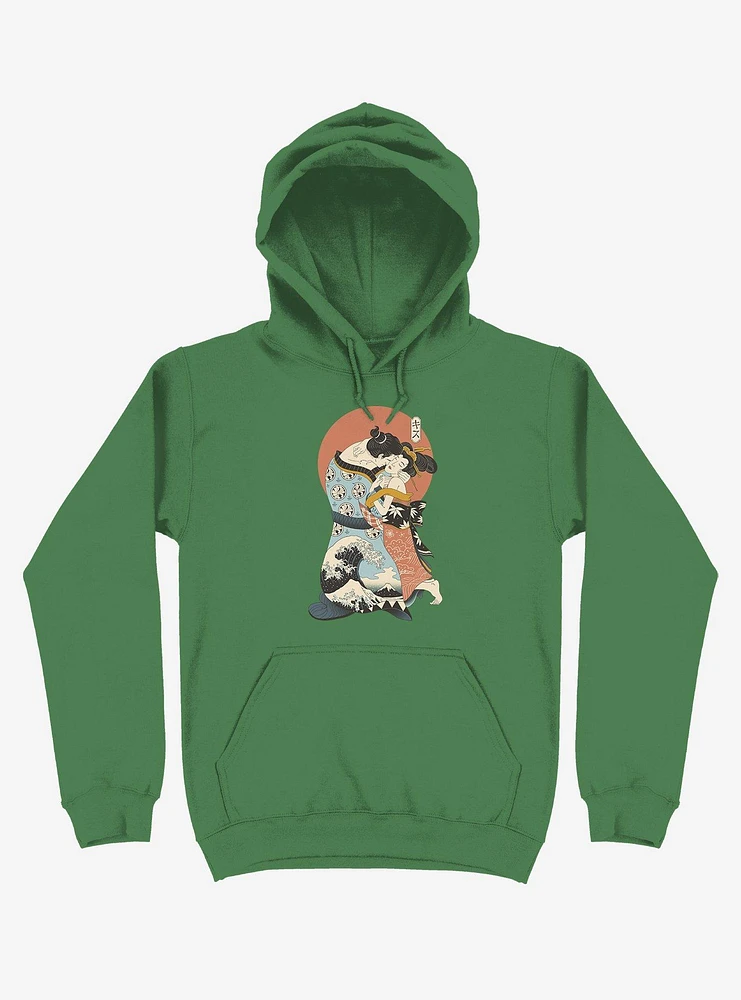 The Kiss Ukiyo-e Kelly Green Hoodie