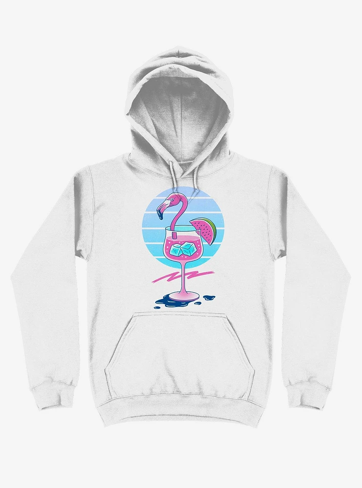 Tropical Chill Wave Flamingo Drink White Hoodie