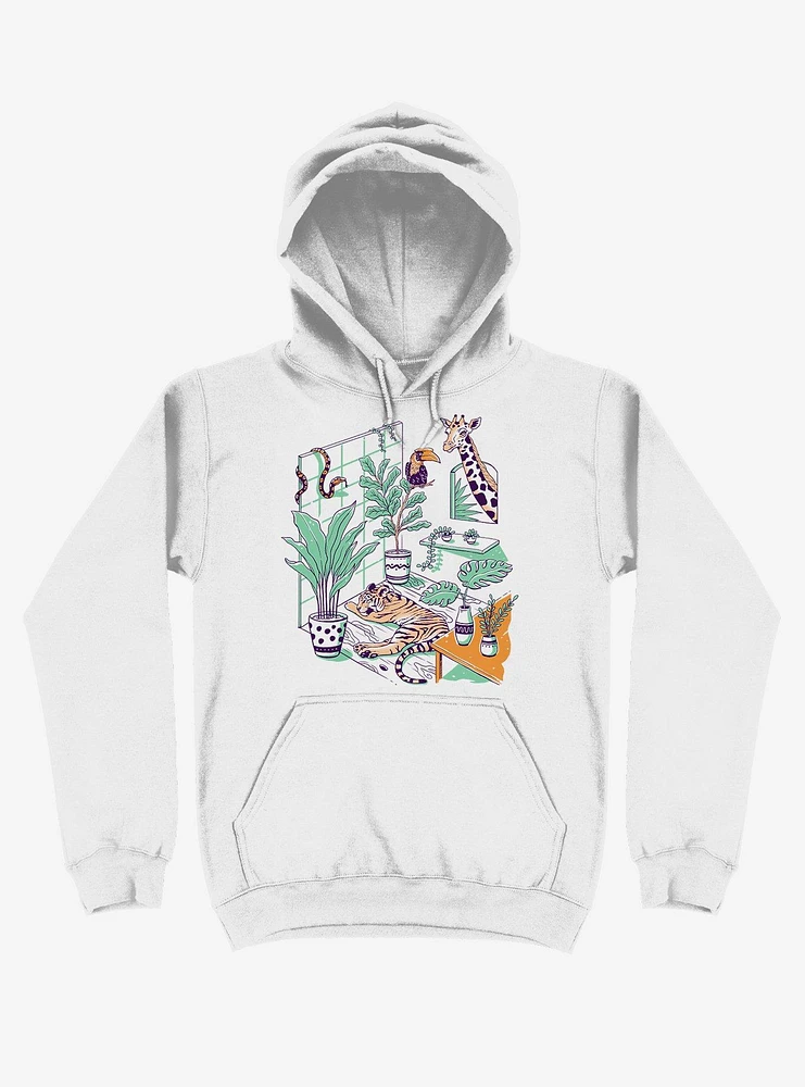 Urban Jungle Tiger Giraffe White Hoodie