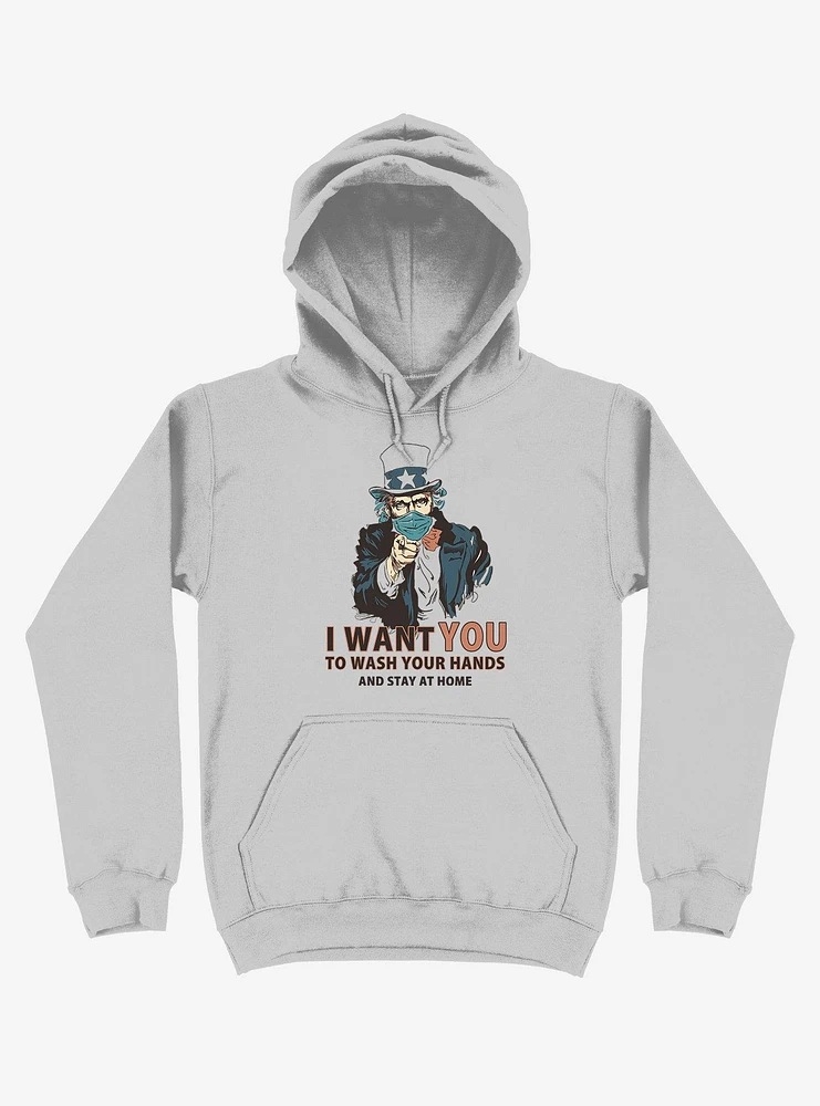 Wash Your Hands! Mask Uncle Sam Silver Hoodie