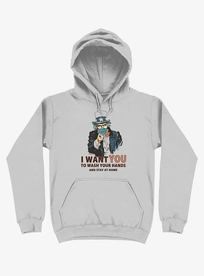 Wash Your Hands! Mask Uncle Sam Silver Hoodie