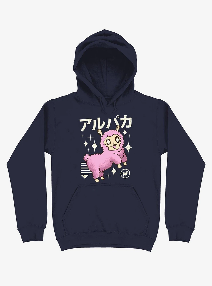 Kawaii Alpaca Navy Blue Hoodie