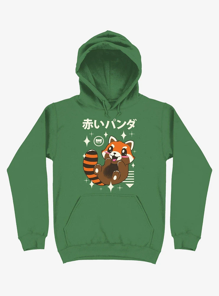 Kawaii Red Panda Kelly Green Hoodie