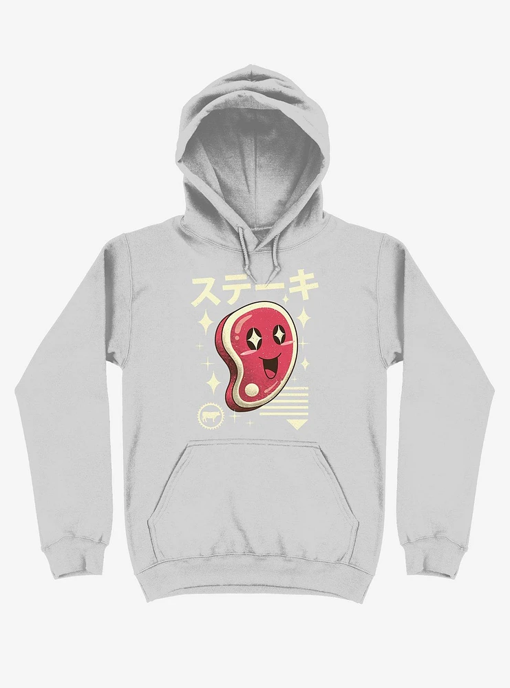 Kawaii Steak Silver Hoodie