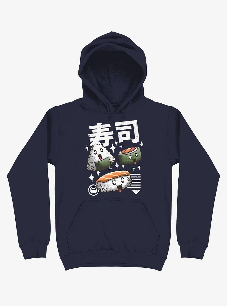 Kawaii Sushi Navy Blue Hoodie