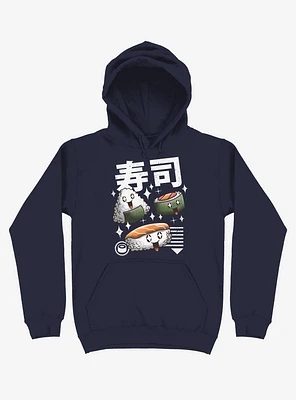 Kawaii Sushi Navy Blue Hoodie