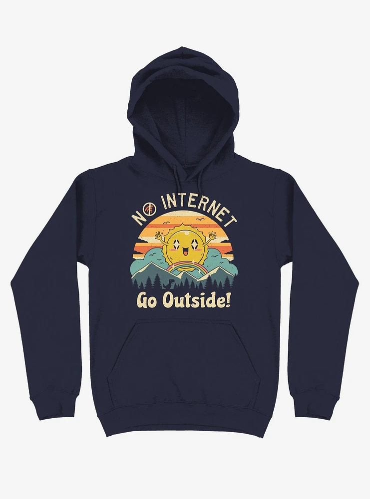 No Internet Vibes! Sunshine Navy Blue Hoodie