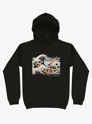 The Great Sushi Wave Black Hoodie